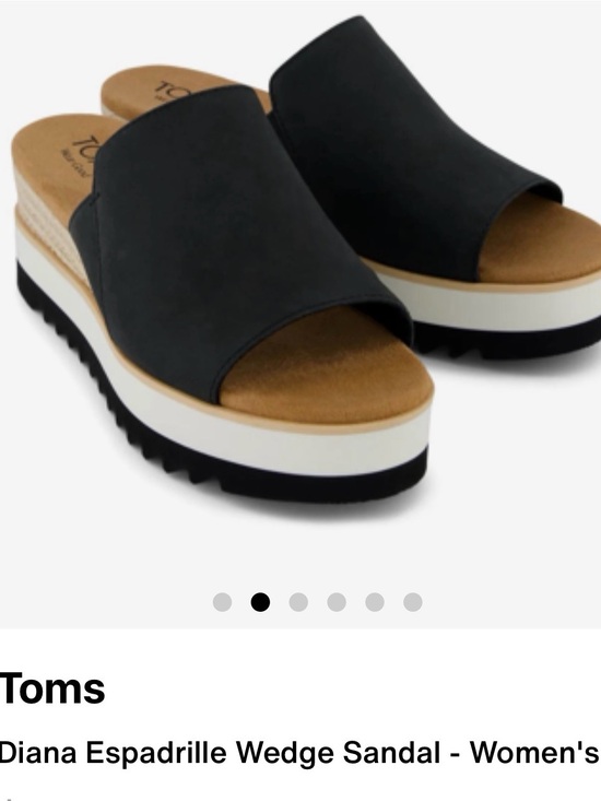 Toms Shoes - Toms LEATHER UPPER Diana Espadrille Wedge Slide in Black and Tan